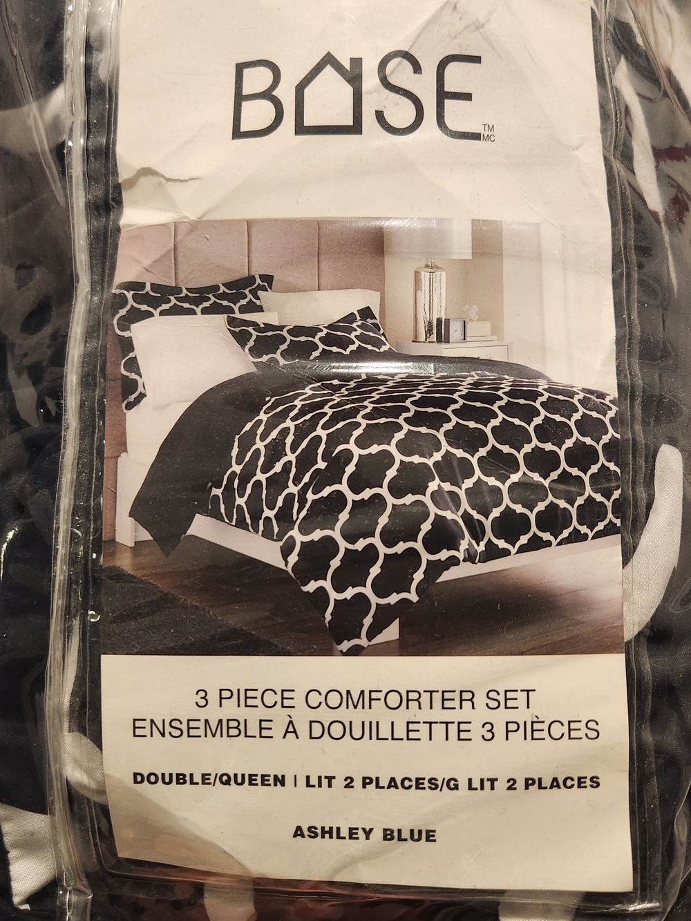 3-Piece Comforter Set in Black and White